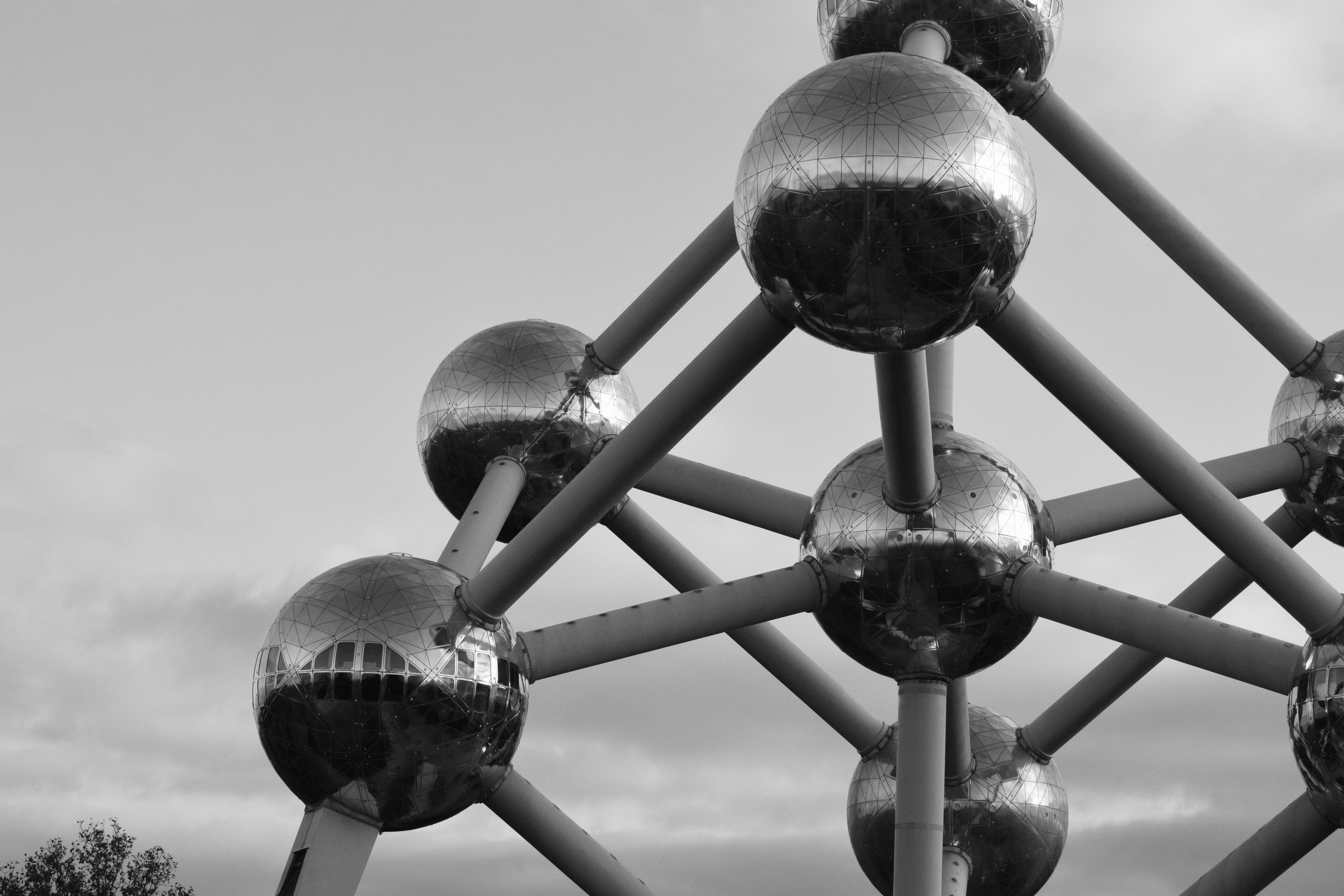 The Atomium against a bright sky. The Atomium against a bright sky.